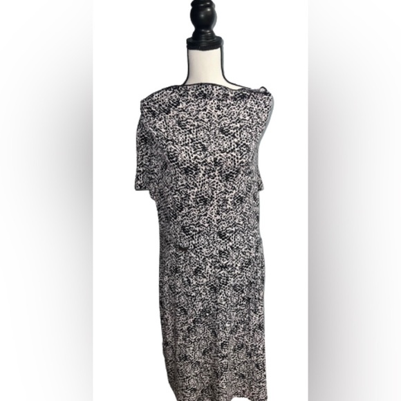 George- Black & White Abstract Animal Print Stretch Dress - Picture 1 of 5